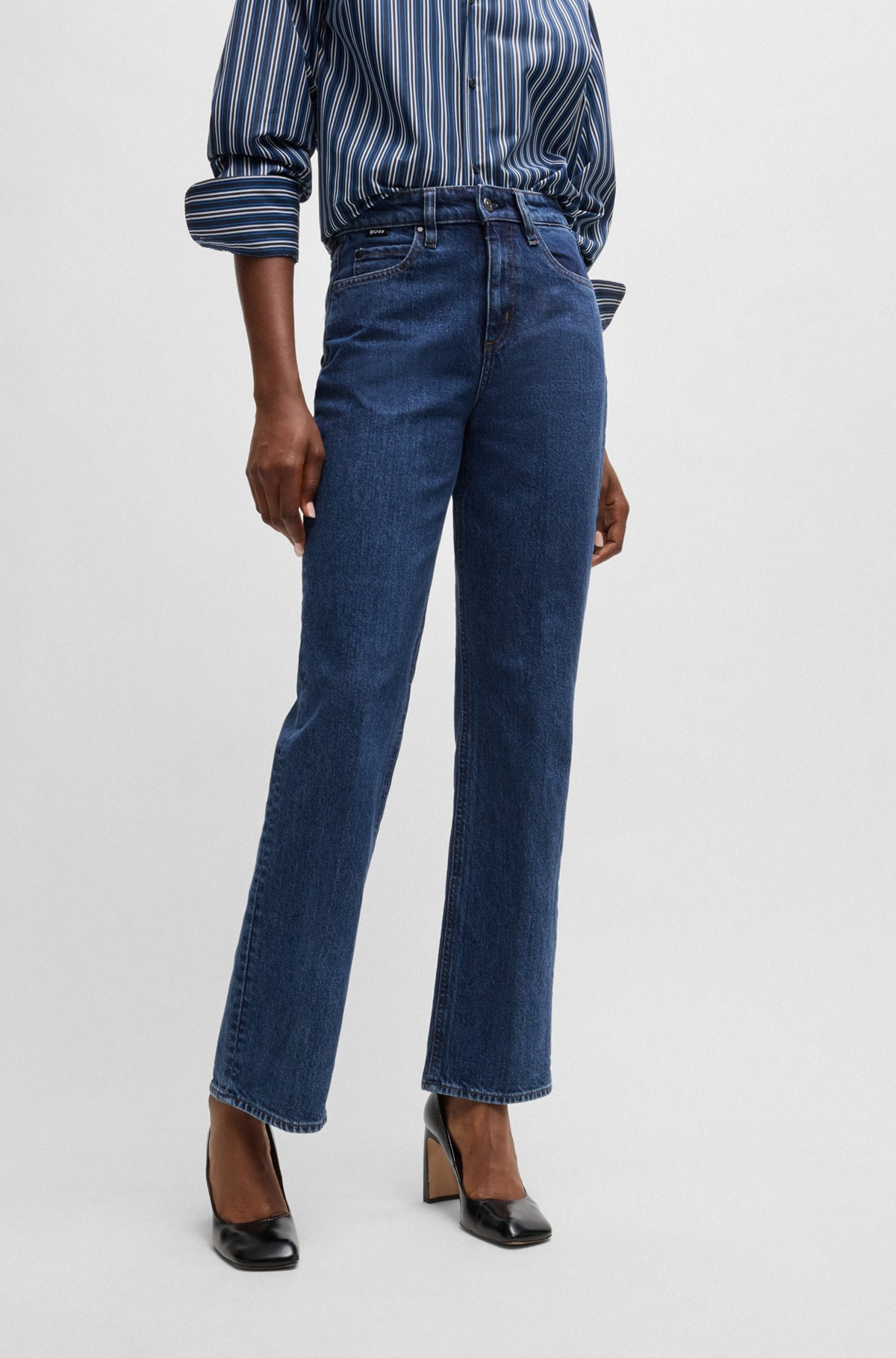 SLIM-FIT JEANS IN DEEP-BLUE COMFORT-STRETCH DENIM - 2