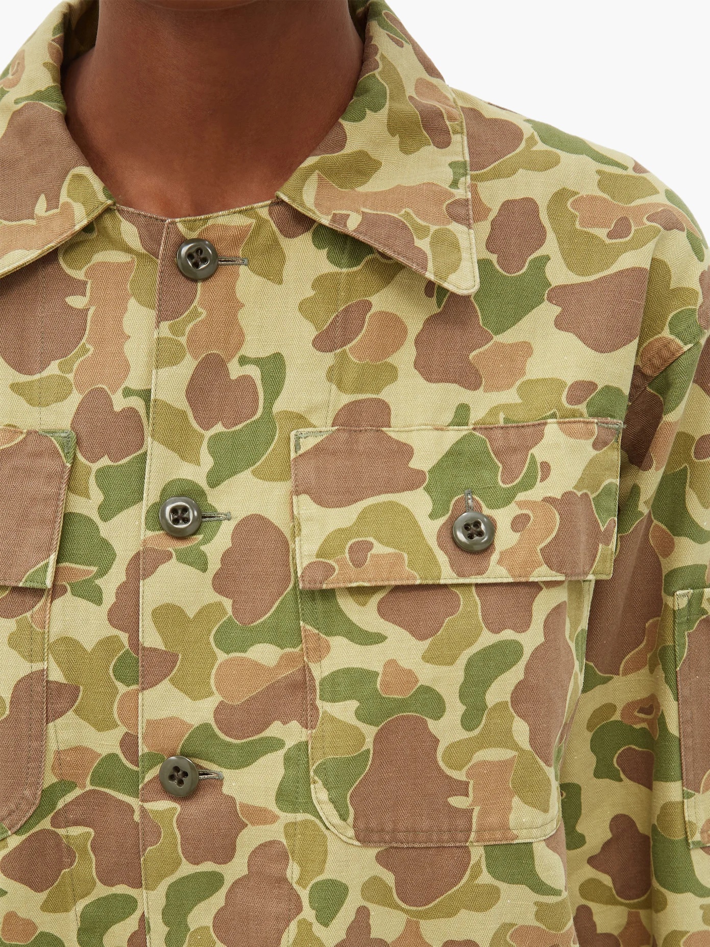 Camouflage-print cotton-herringbone shirt - 4