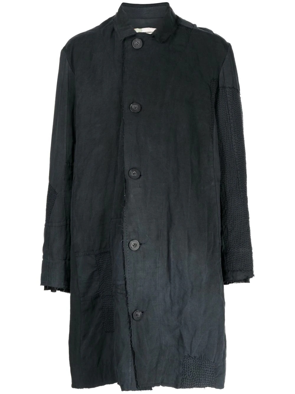 textured raw-edge trench coat - 1