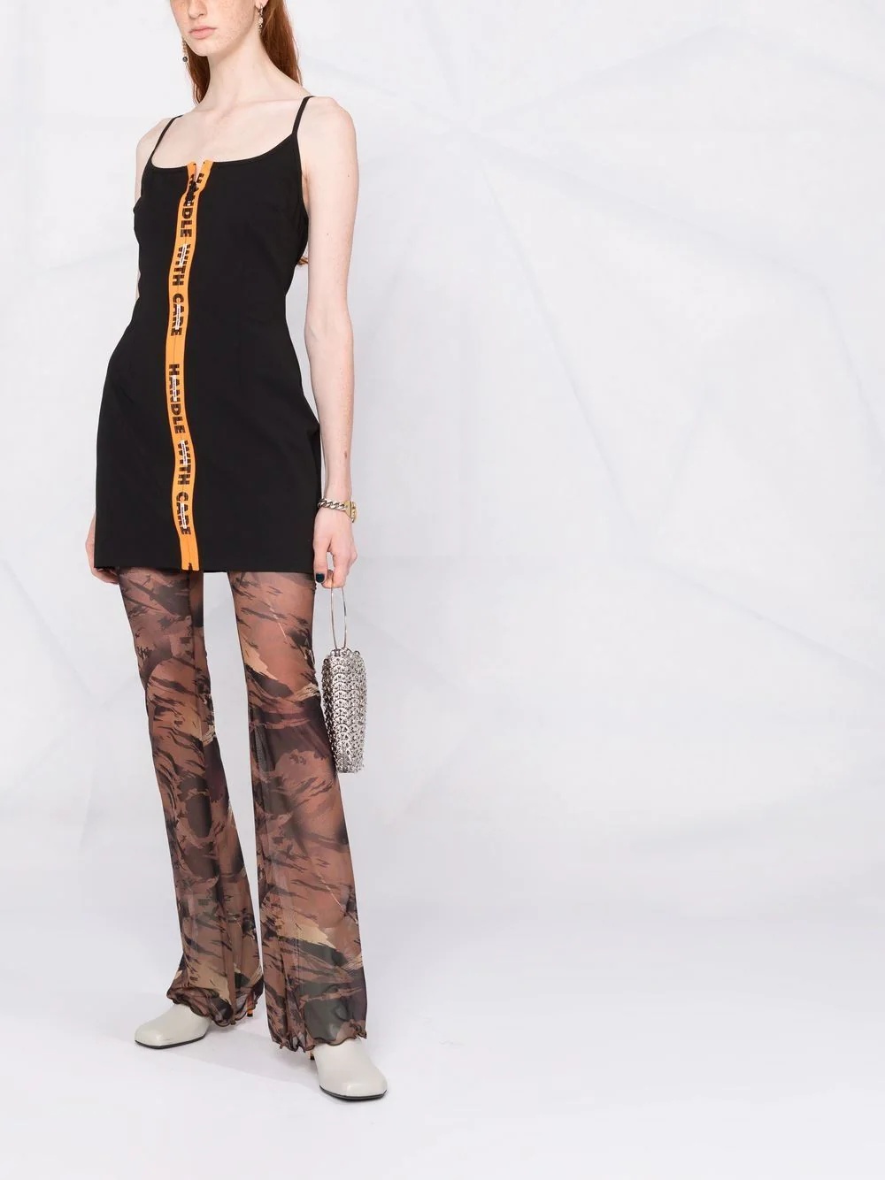 gabardine zipped short dress - 2
