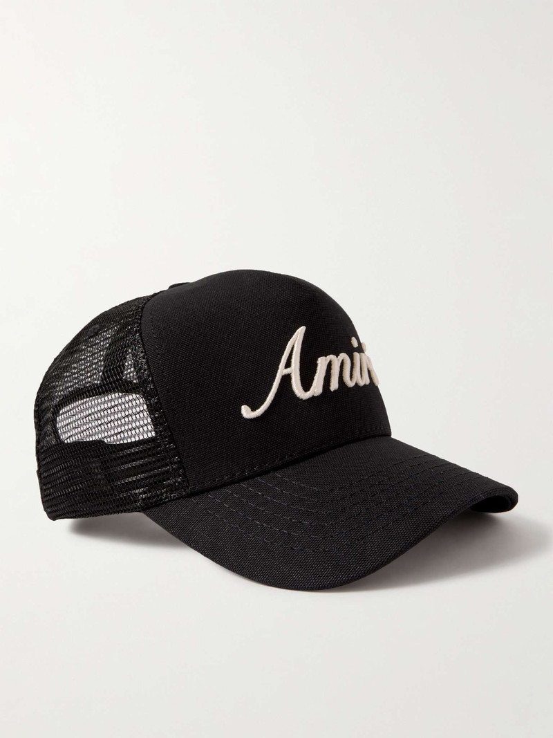 Logo-Embroidered Cotton-Canvas and Mesh Trucker Hat 1