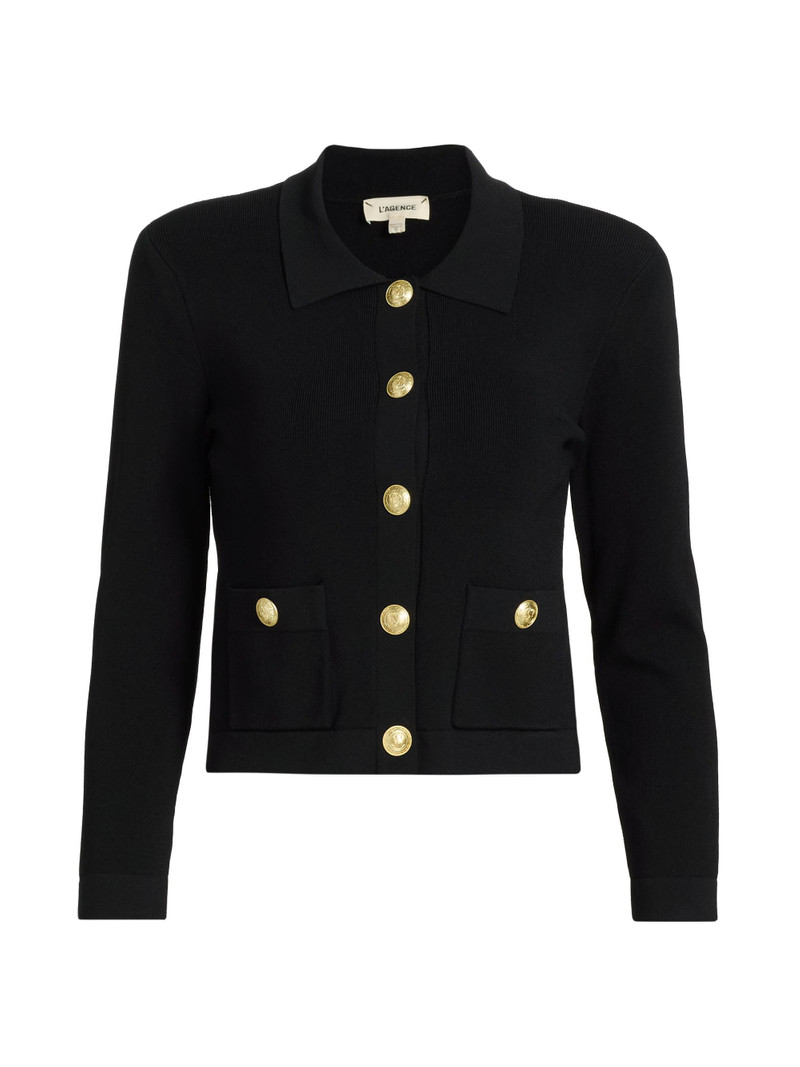 Women's Osiris Rib-Knit Cardigan - Black Gold 1