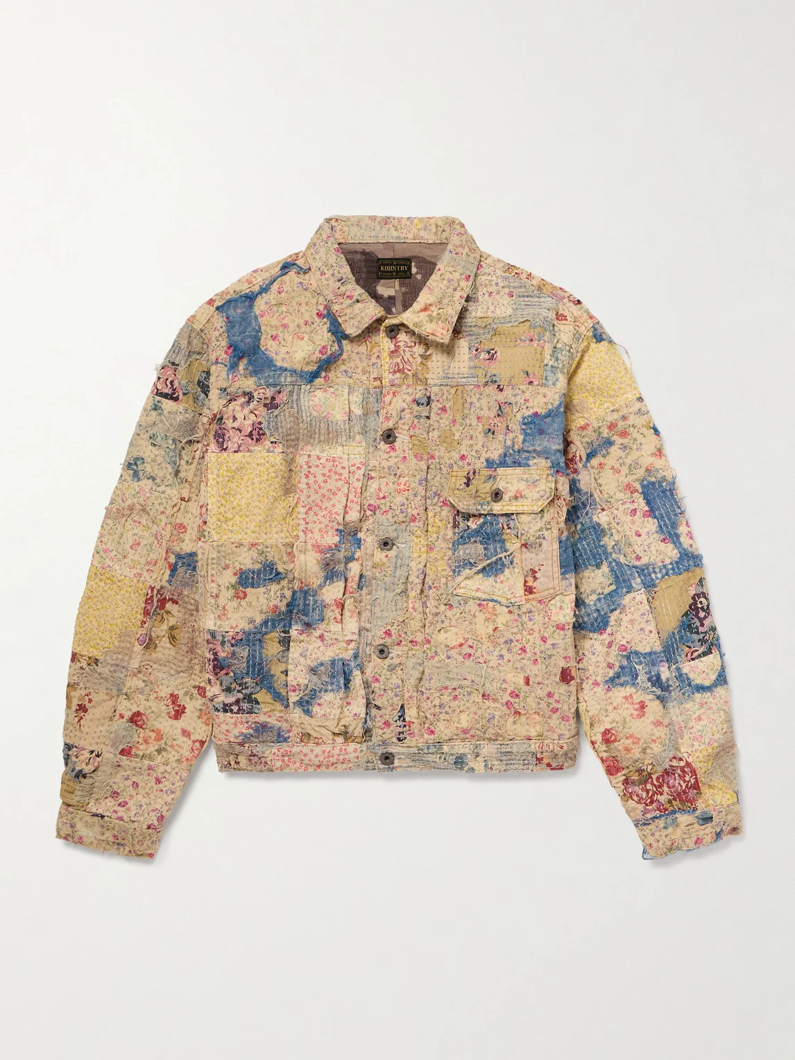 Boro Distressed Patchwork Cotton and Linen-Blend Jacket - 1