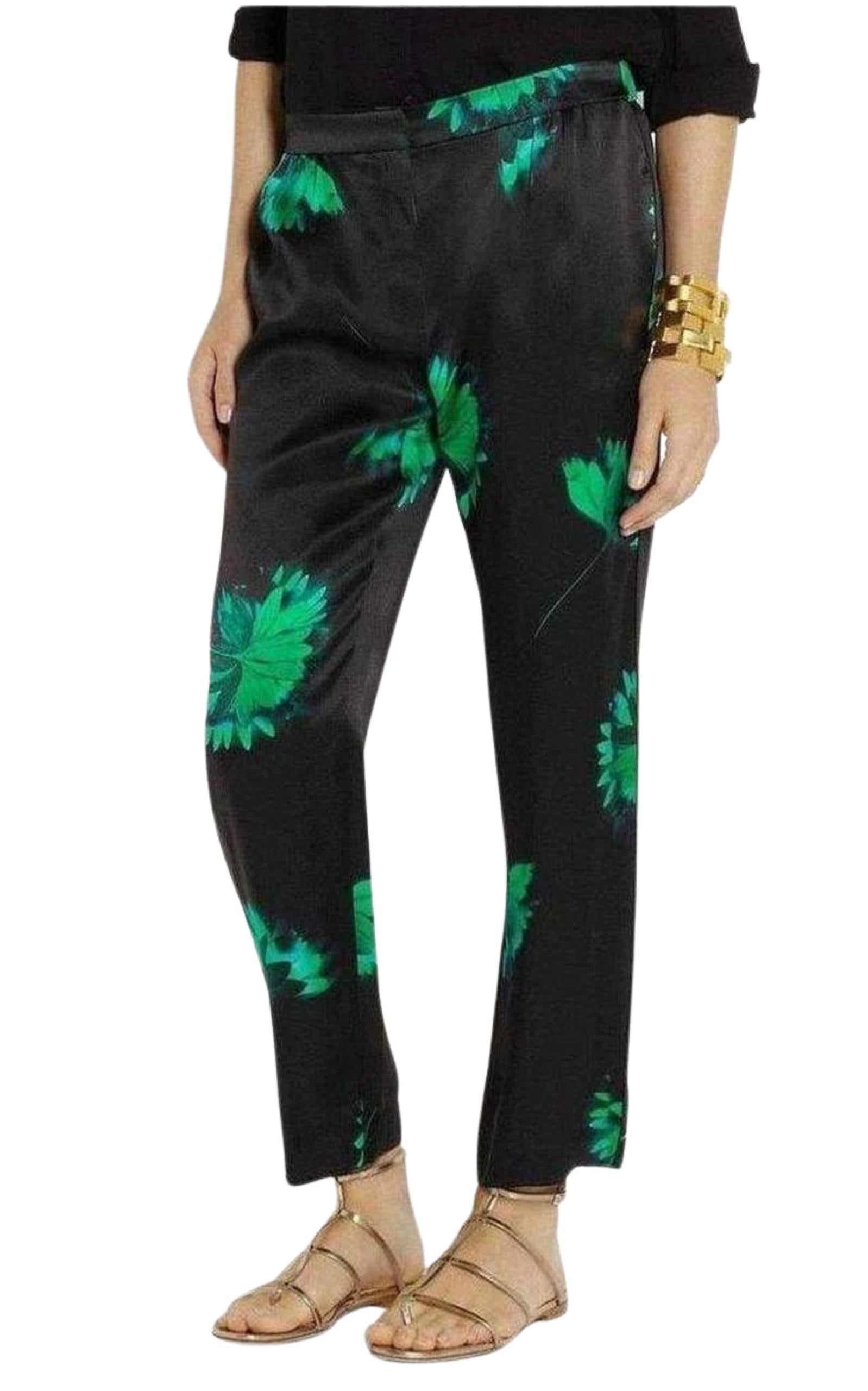 Floral Printed Silk Trousers - 4