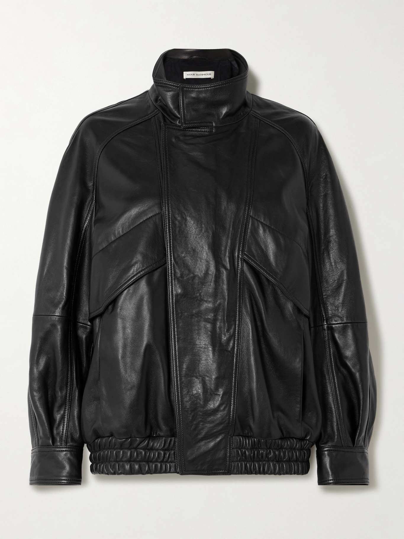 Ariste oversized paneled leather jacket Black - 1