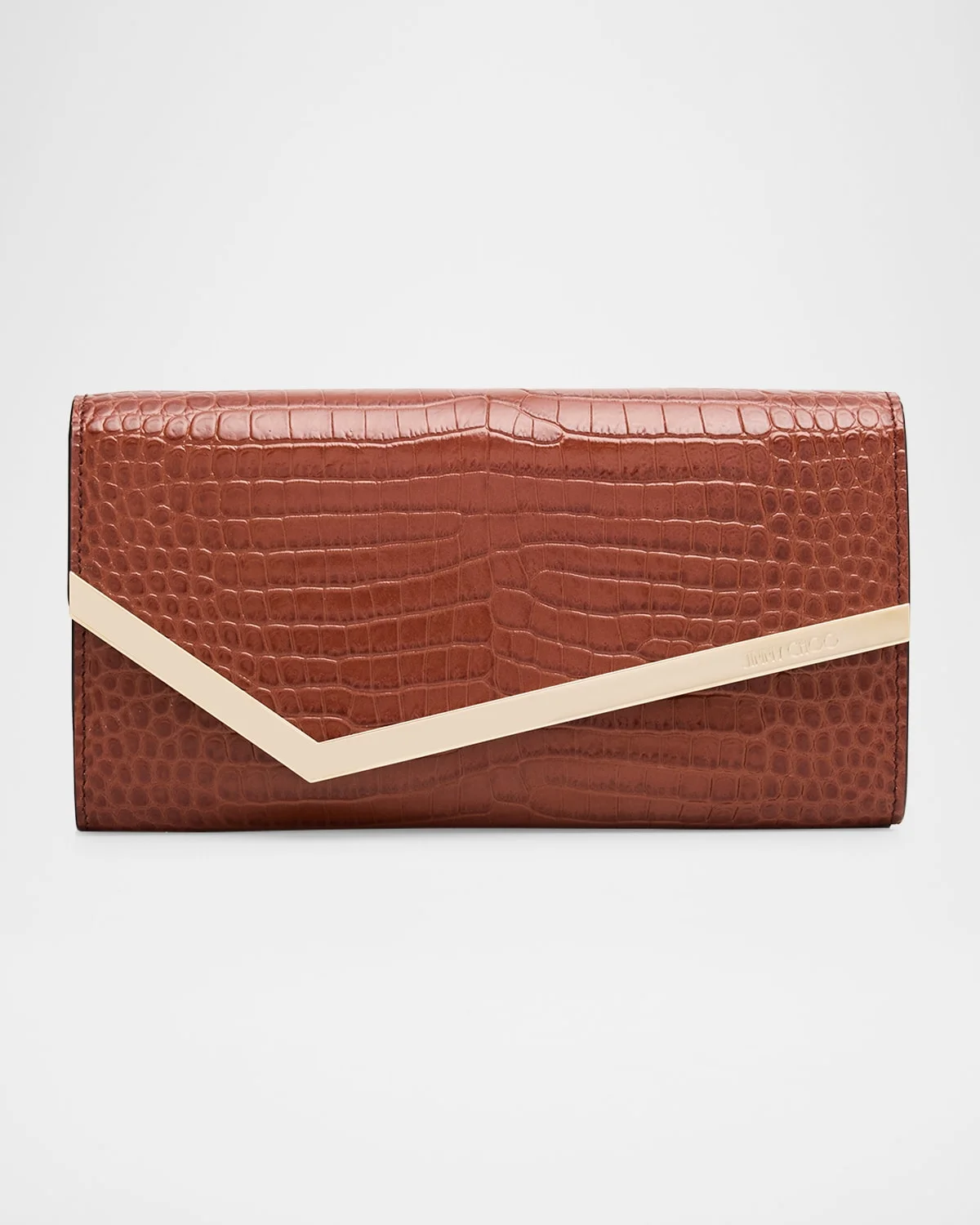 Emmie Embossed Leather Clutch Bag - 1