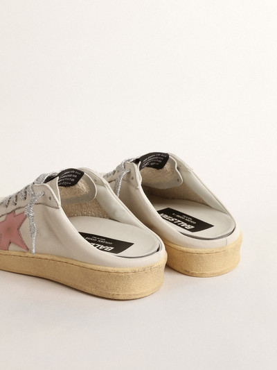 Golden Goose Ball Star Sabots in white nappa with an old-rose leather star outlook