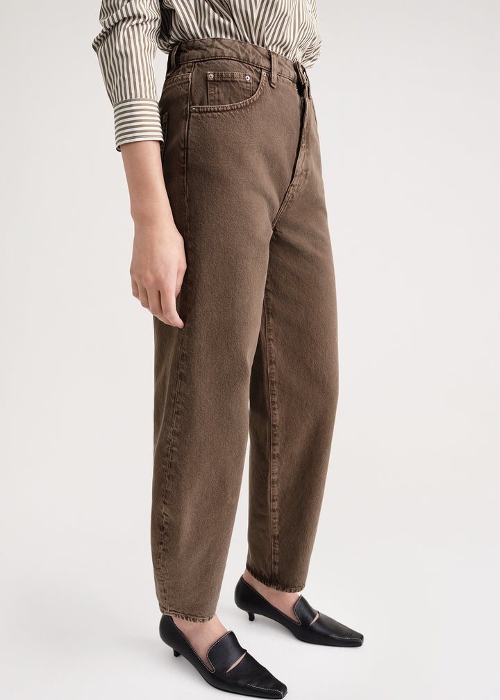 Barrel leg denim washed chocolate - 5