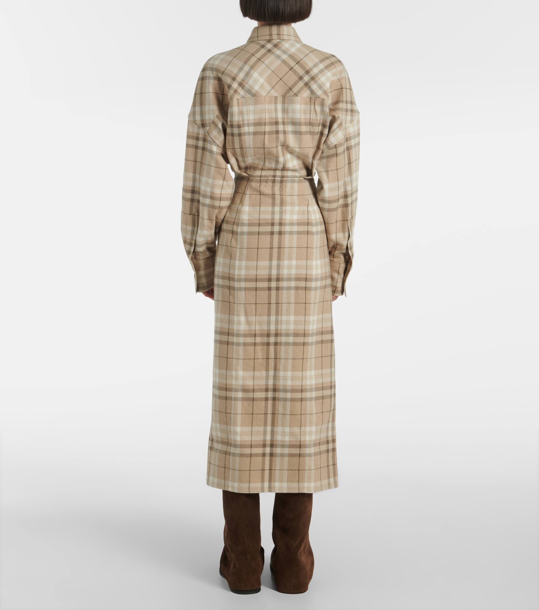 Checked cotton-blend shirt dress - 3