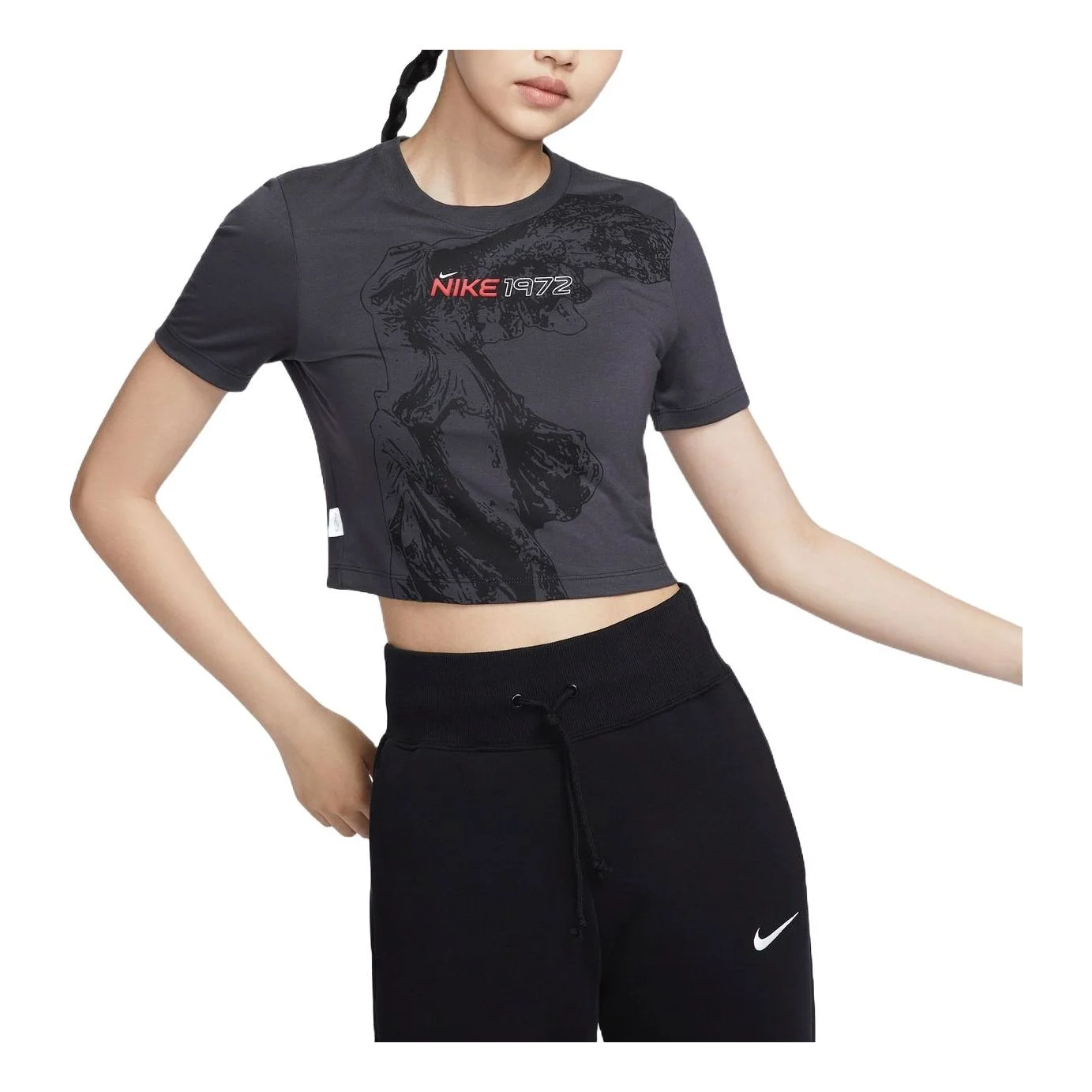 (WMNS) Nike Sportswear Slim Crop T-shirt Asia Sizing 'Anthracite' HF7396-060 - 1