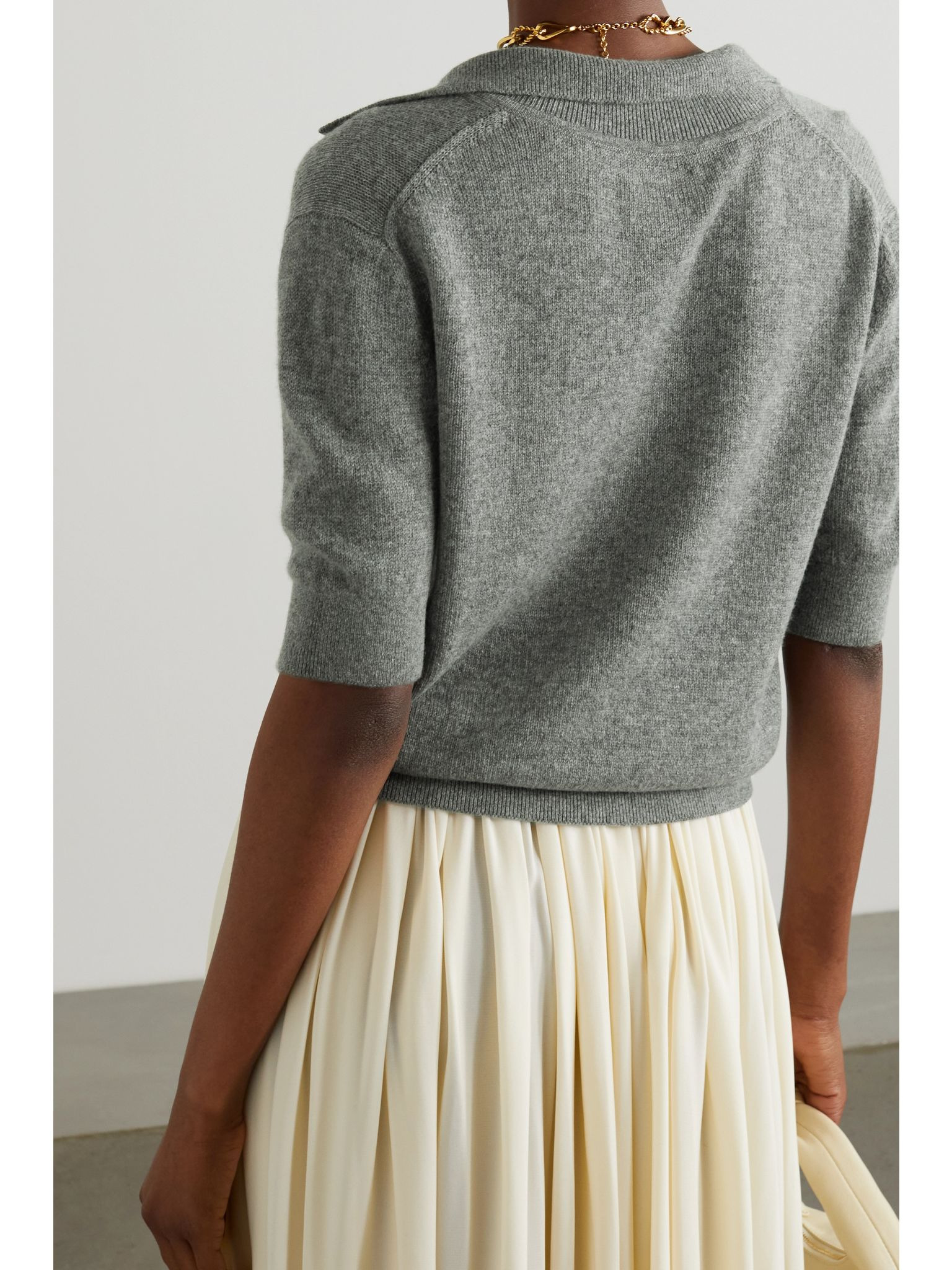 Shrunken Jo cashmere-blend polo shirt Gray - 3