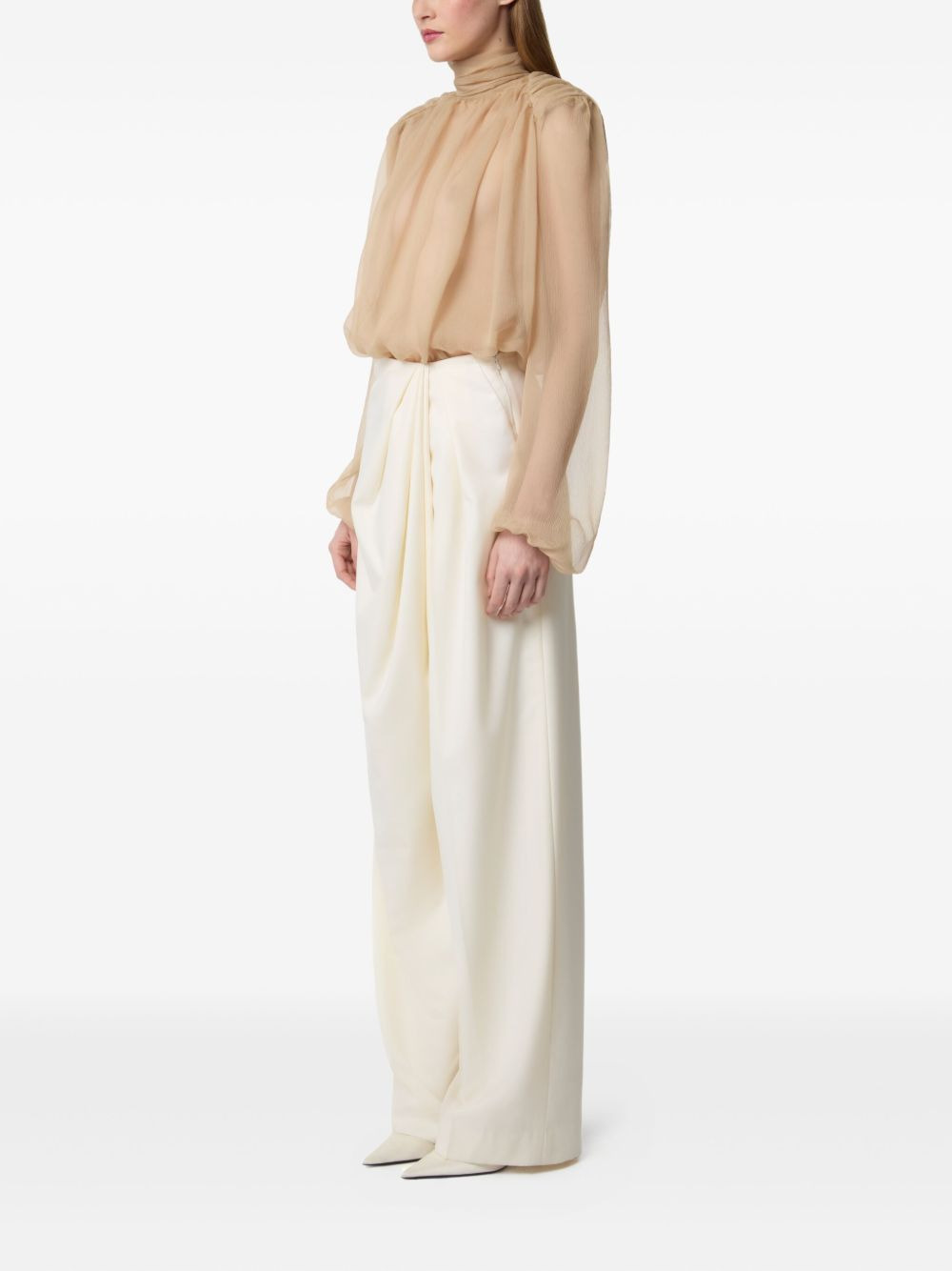 high-neck puffed-sleeve top - 3