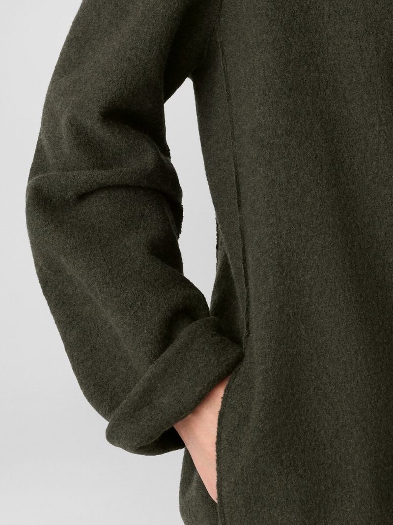 Lightweight Boiled Wool High Collar Jacket in Regenerative Wool 5