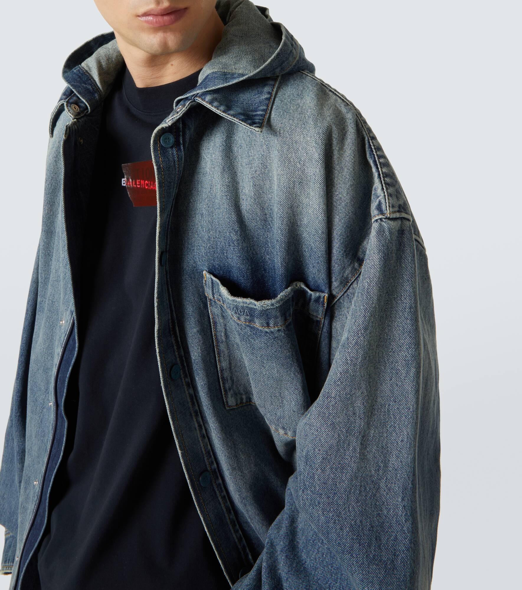Hooded denim overshirt - 5