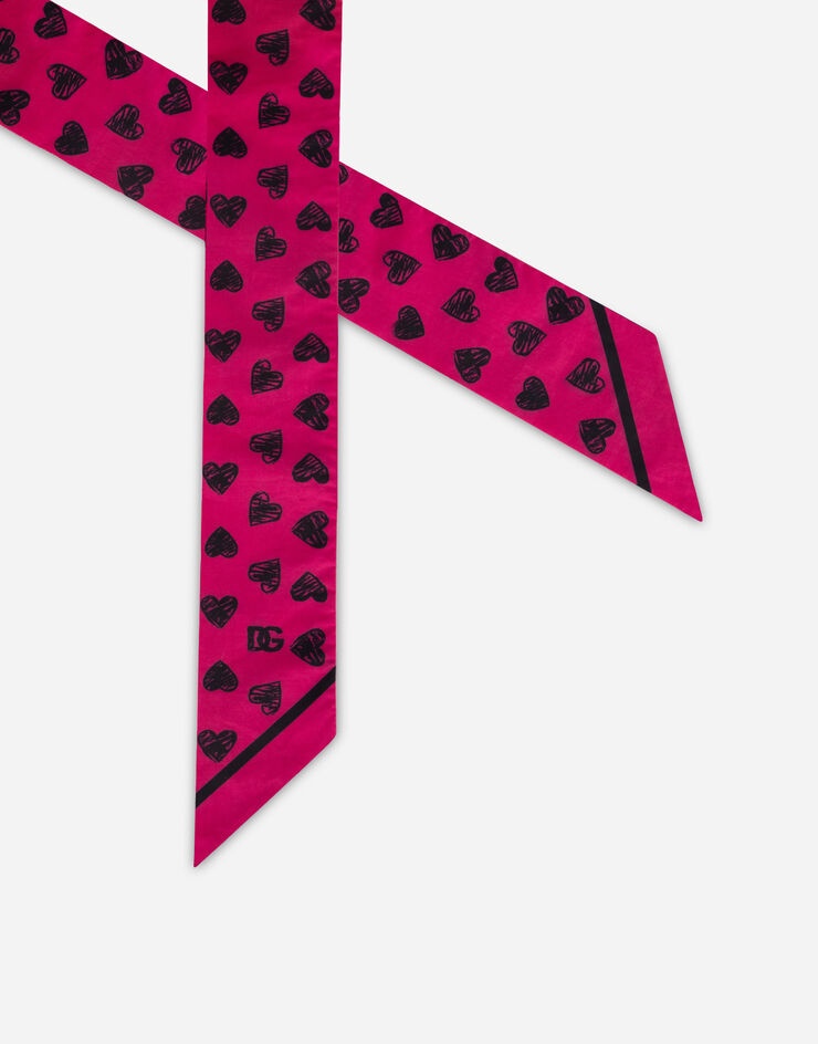 Cotton scarf with heart print - 3