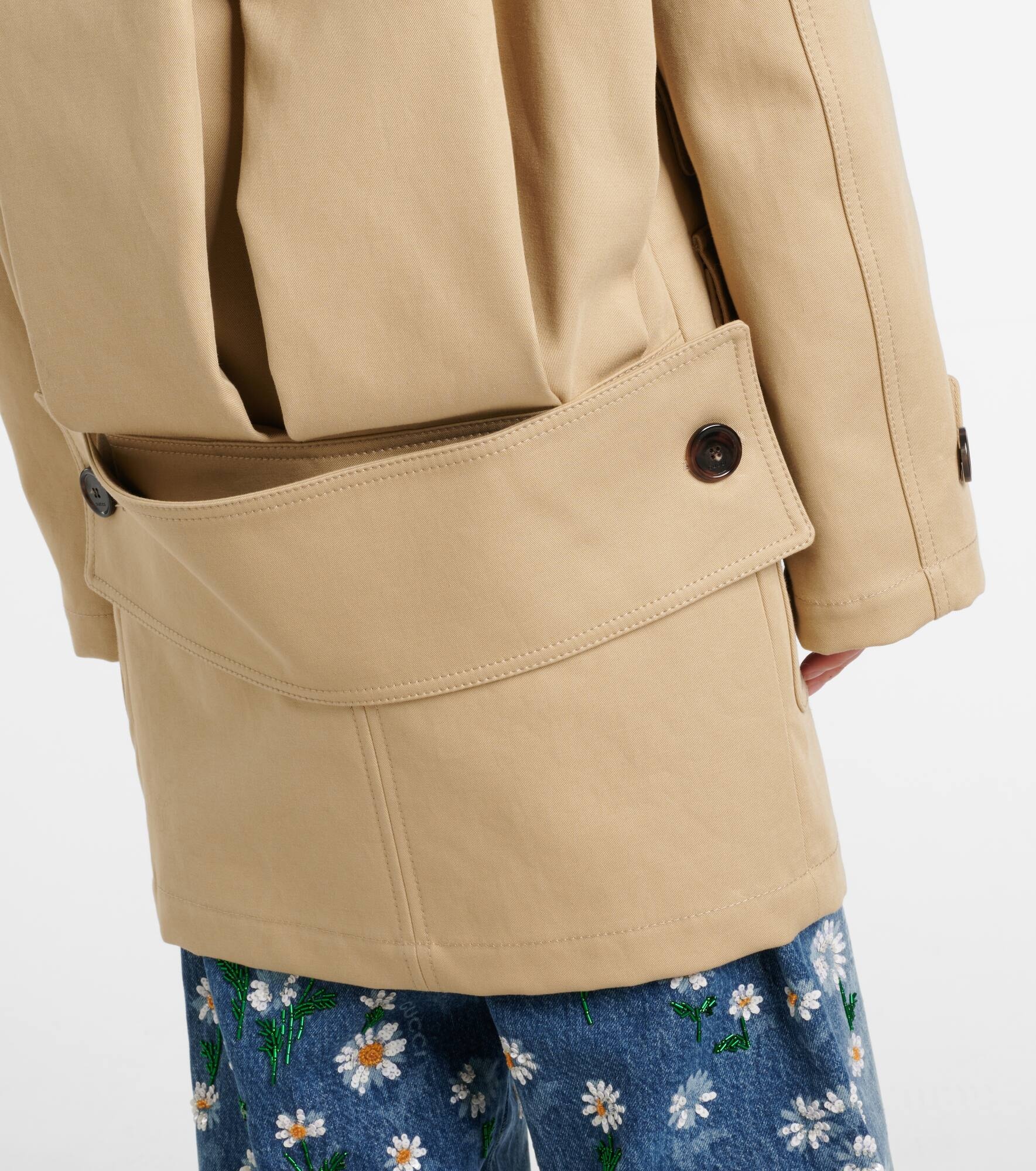 Logo cotton gabardine trench coat - 7
