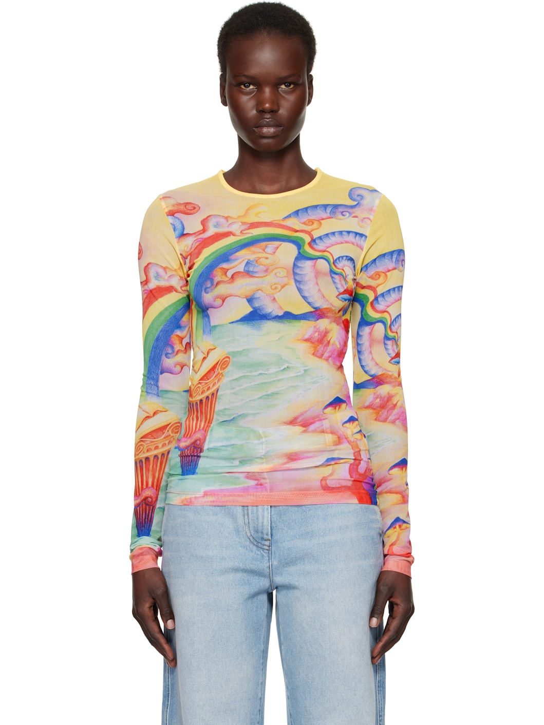 Multicolor Printed Mesh T-shirt - 1