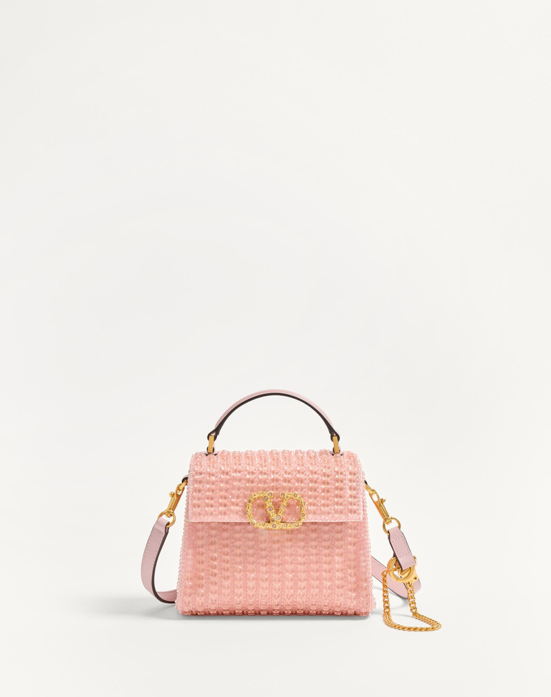 VALENTINO GARAVANI VSLING MINI EMBROIDERED HANDBAG WITH JEWEL LOGO 1