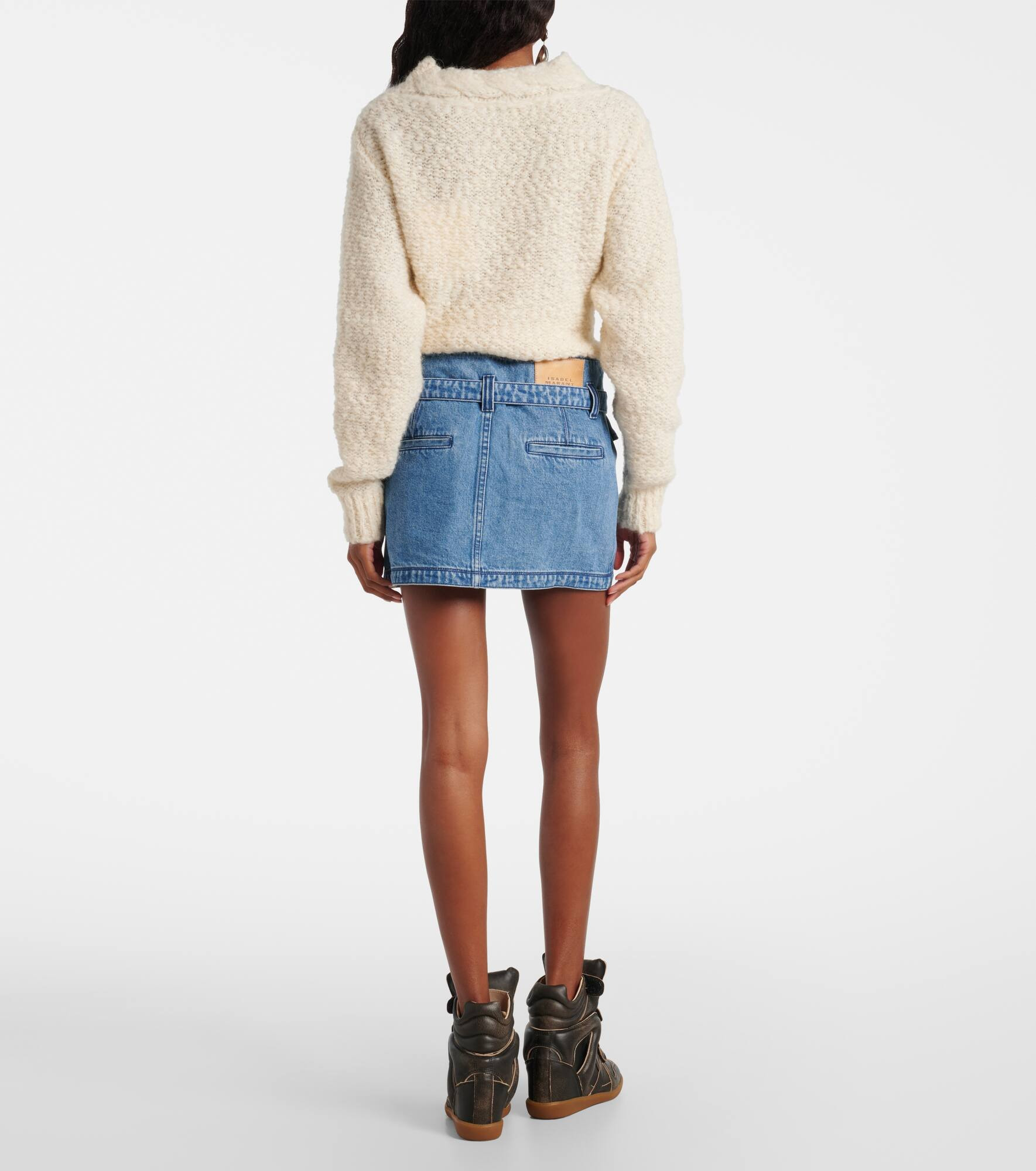 Siyen wrap cotton denim miniskirt - 3