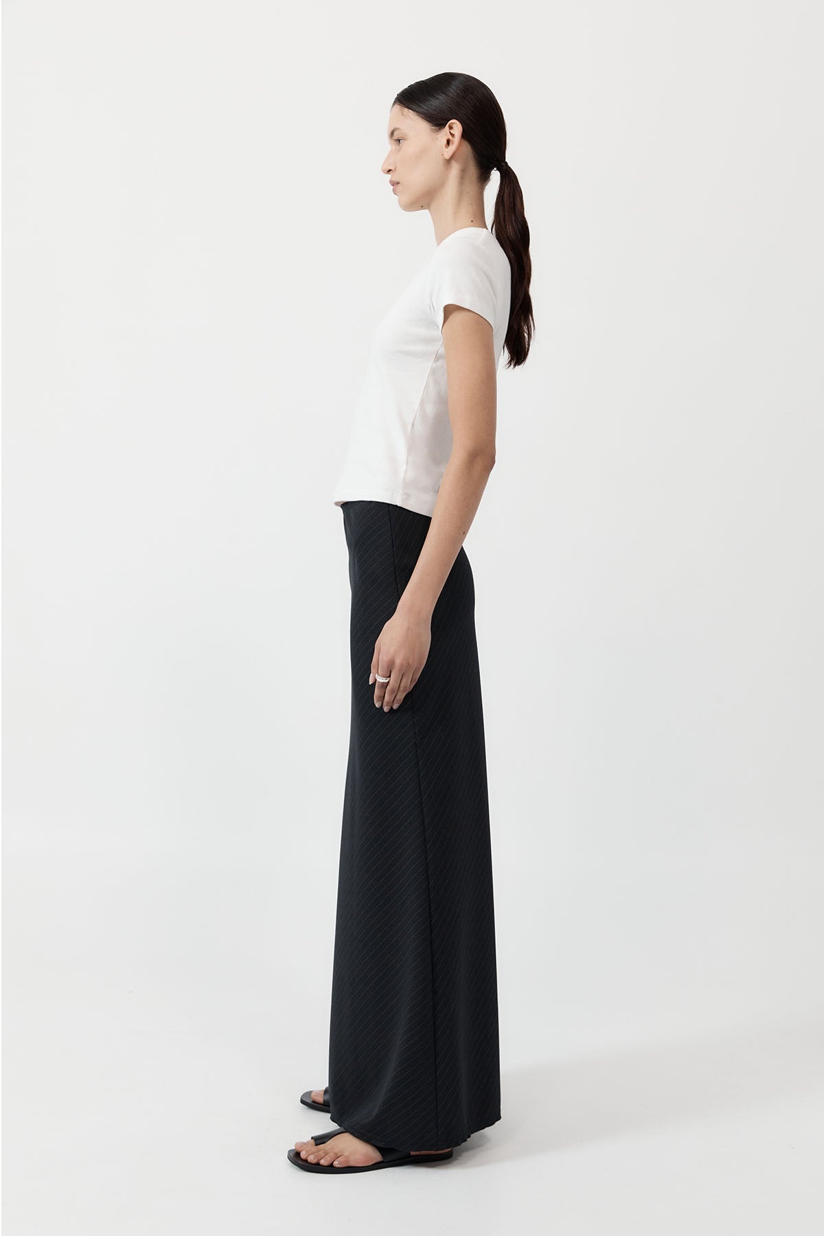 Pinstripe Maxi Skirt - Black - 4