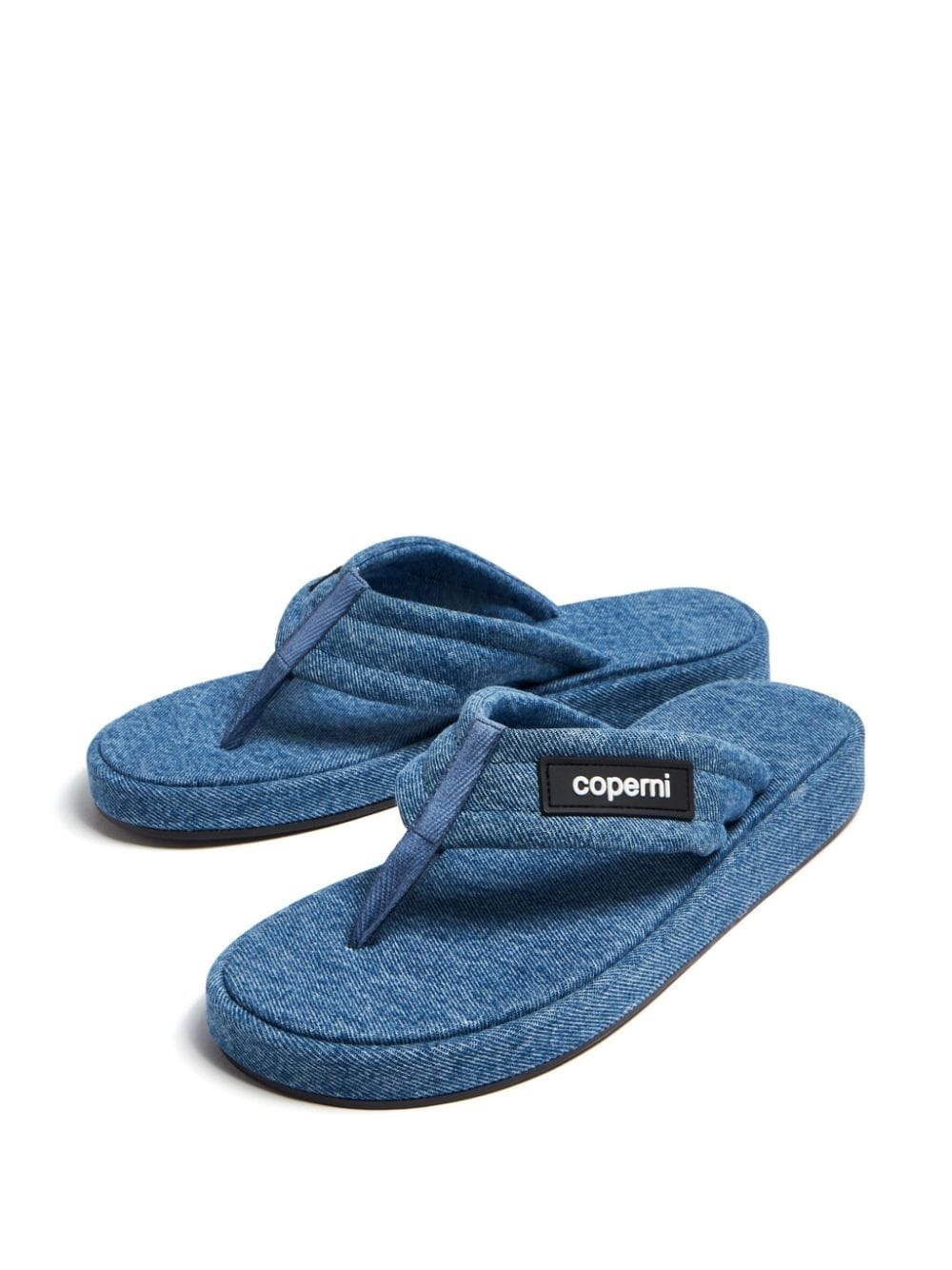 logo-appliquÃ© denim flip-flops - 4