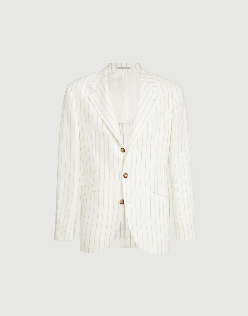 Chalk stripe linen twill deconstructed Cavallo blazer 1