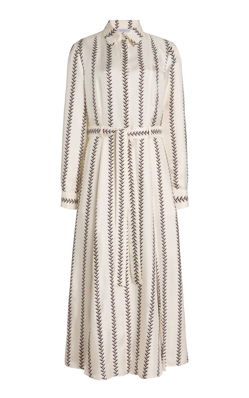 Galway Maxi Shirtdress in Ivory Multi Printed Silk 1