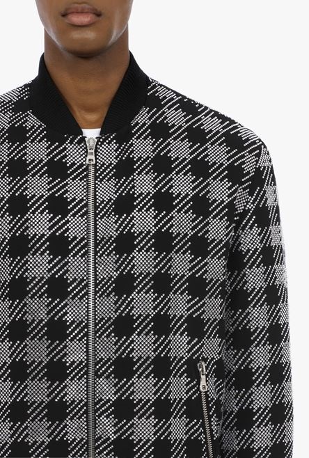 Bomber jacket with rhinestone gingham pattern - 6
