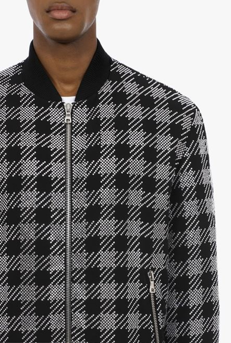 Bomber jacket with rhinestone gingham pattern 6