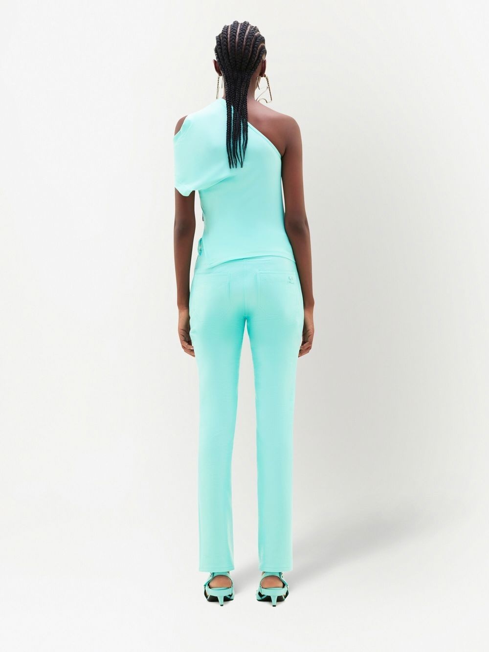 straight-leg vinyl trousers - 4
