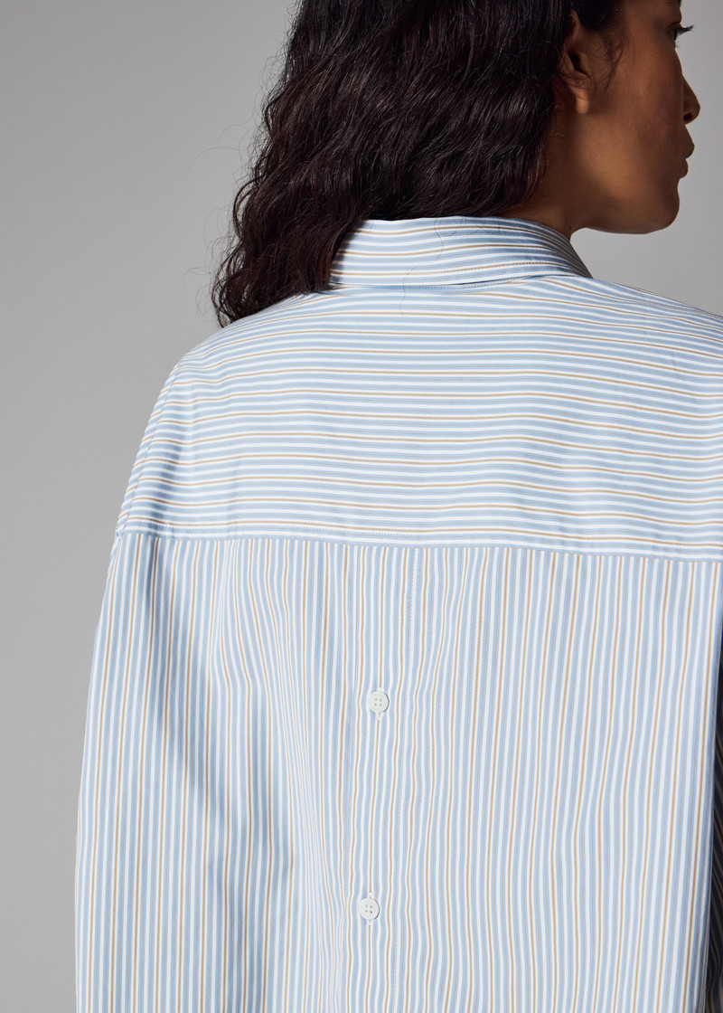 Women's Light Blue Stripe Oversized Shirt 8
