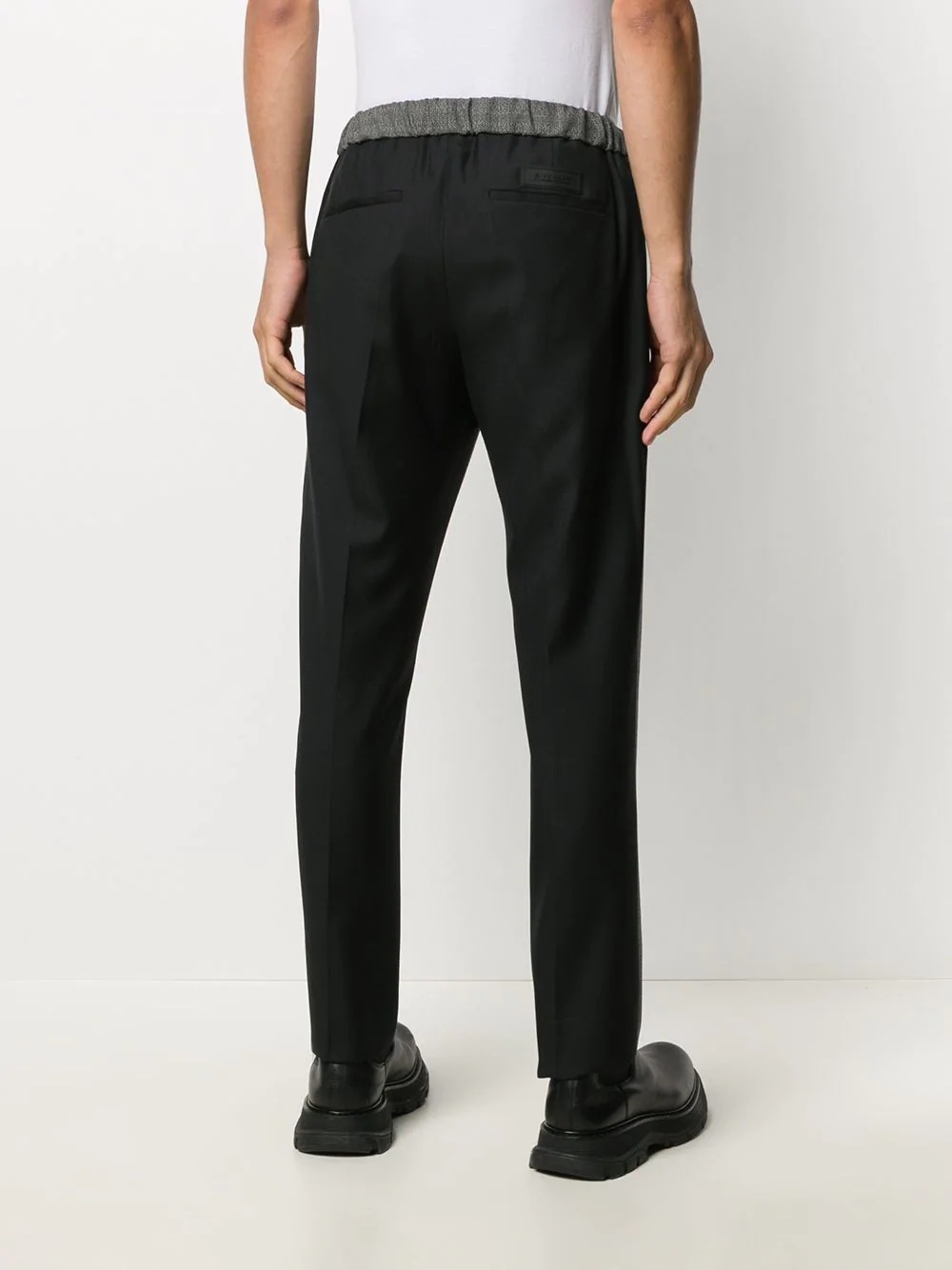 two-tone elasticated waistband trousers - 4