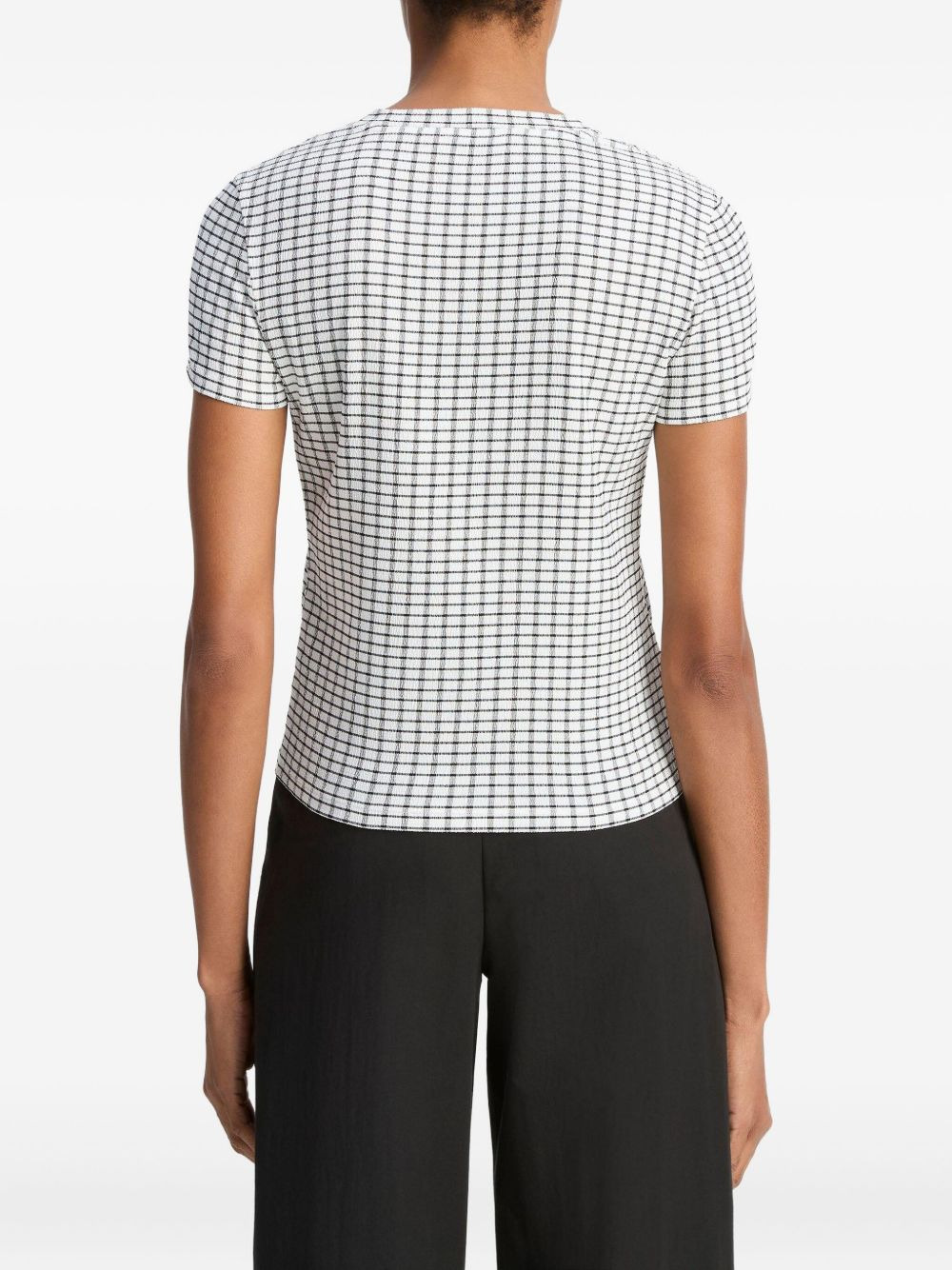 gingham-check short-sleeve T-shirt - 3