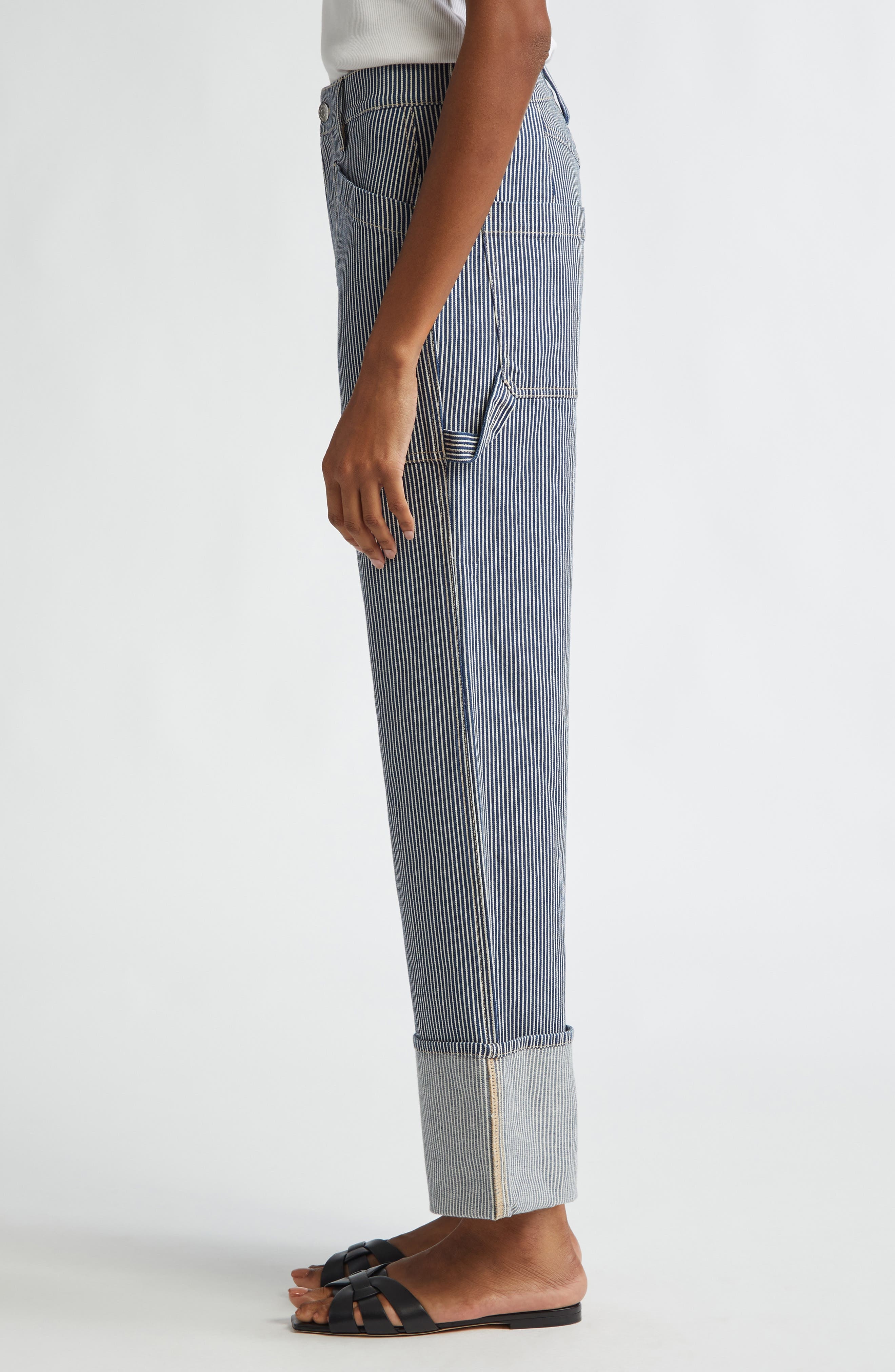 Veronica Beard Dylan Stripe High Waist Relaxed Straight Leg Jeans in Solstice Stripe at Nordstrom - 3