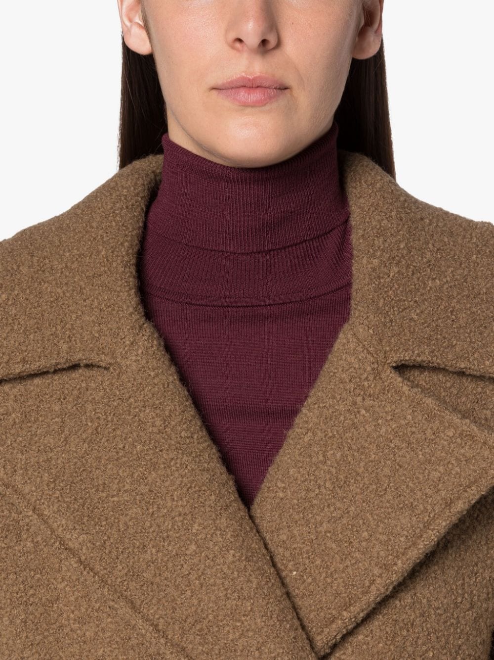 ROBINA BEIGE VIRGIN WOOL BLEND DOUBLE BREASTED COAT - 5
