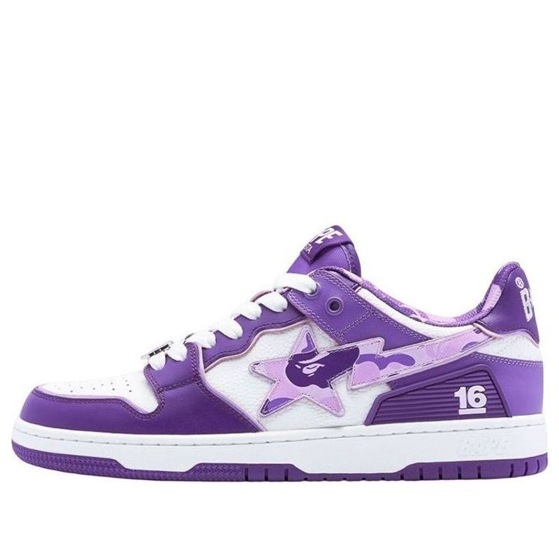 A BATHING APE SK8 Sta Leather Low 'Purple' 16 1J22-191-002-PURPLE - 1