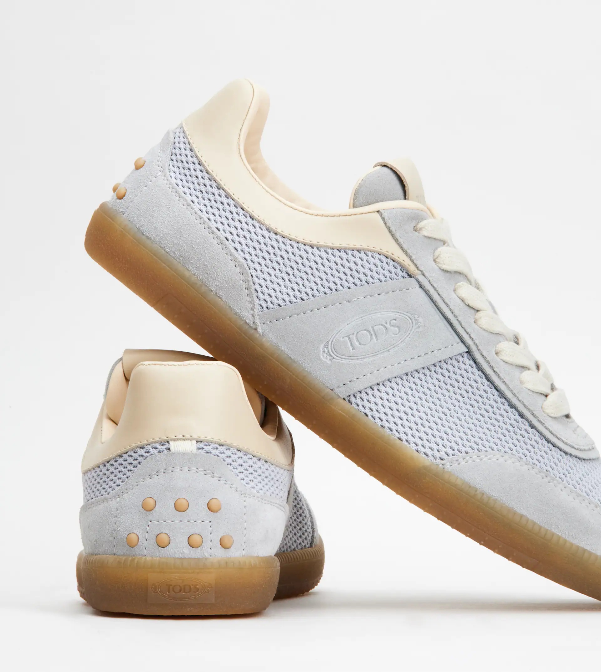 TOD'S TABS SNEAKERS IN SUEDE AND TECHNICAL FABRIC - GREY, LIGHT BLUE - 7