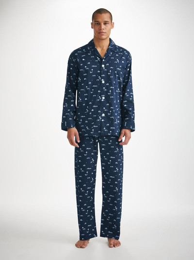 Derek Rose Men's Classic Fit Pyjamas Nelson 99 Cotton Batiste Navy outlook