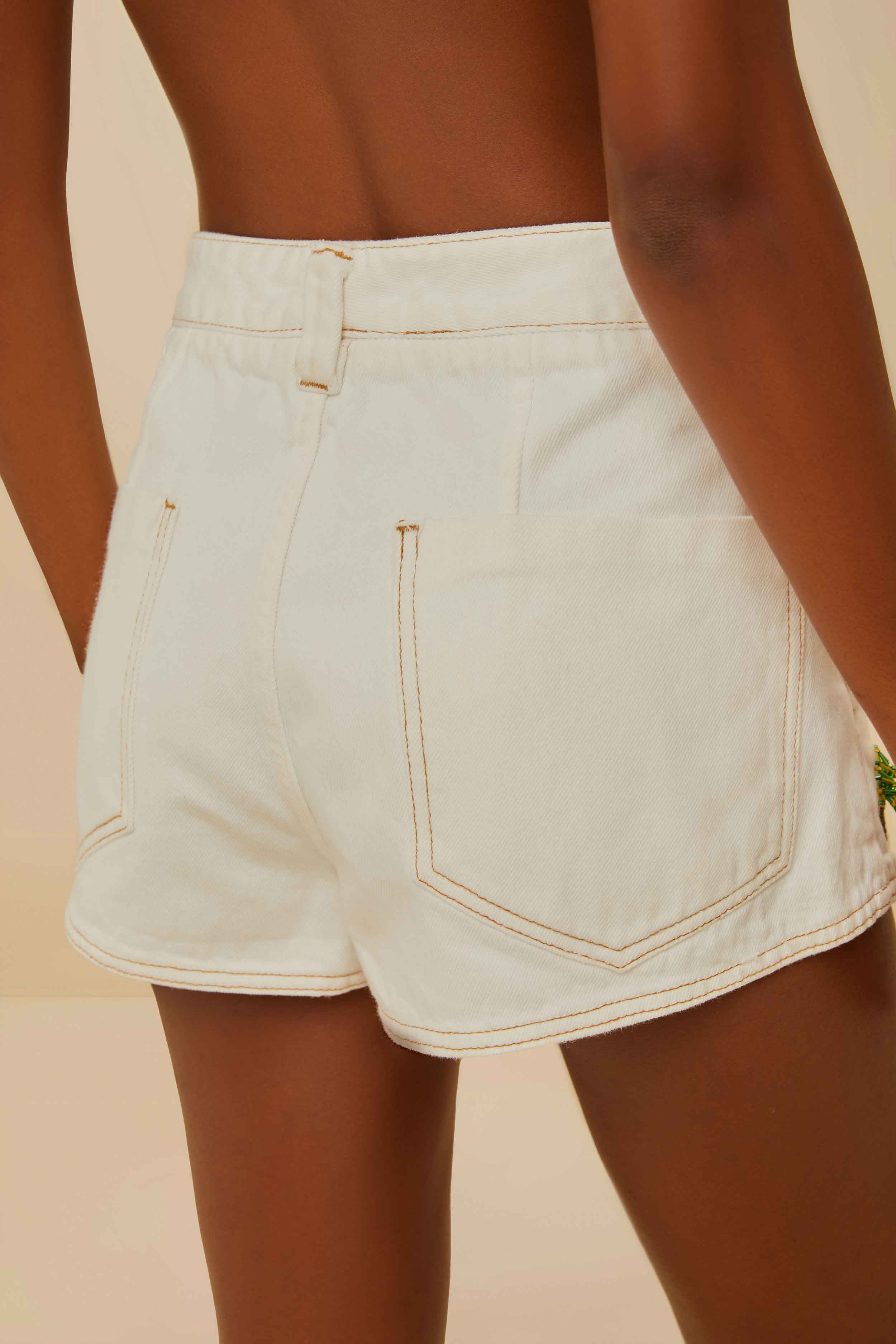 Off-White Embroidered Coconut Tree Shorts - 3