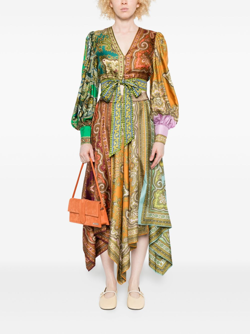 Clemenza paisley-print asymmetric midi skirt - 2