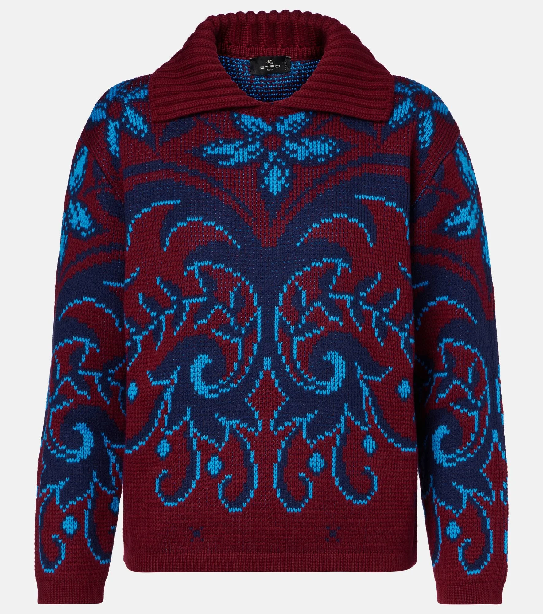 Paisley wool jacquard polo sweater - 1