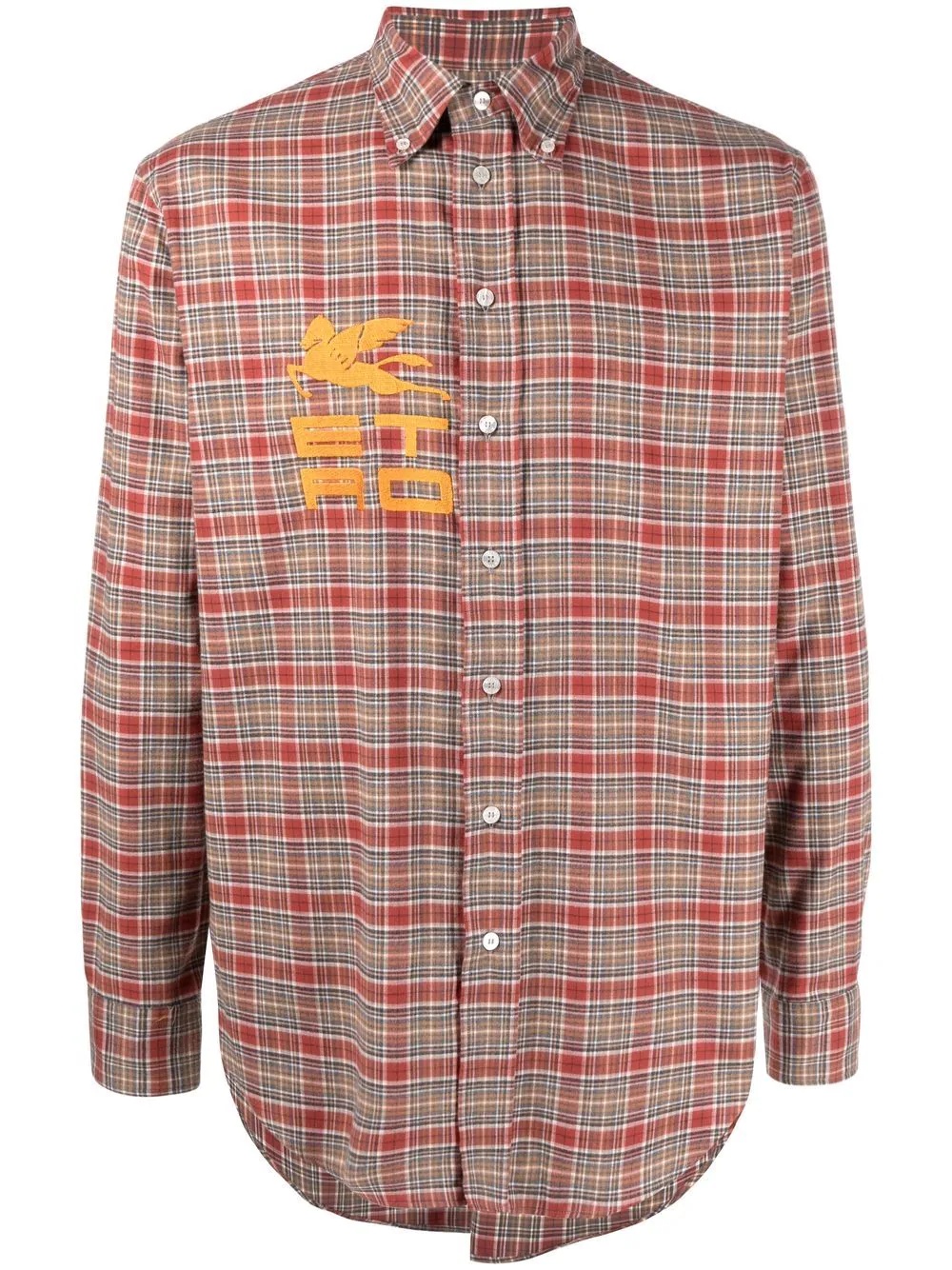 plaid-check logo-print shirt - 1