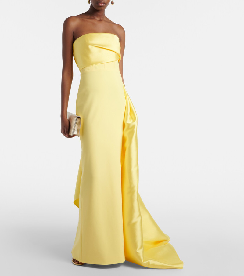 SOLACE LONDON Kinsley draped strapless gown outlook