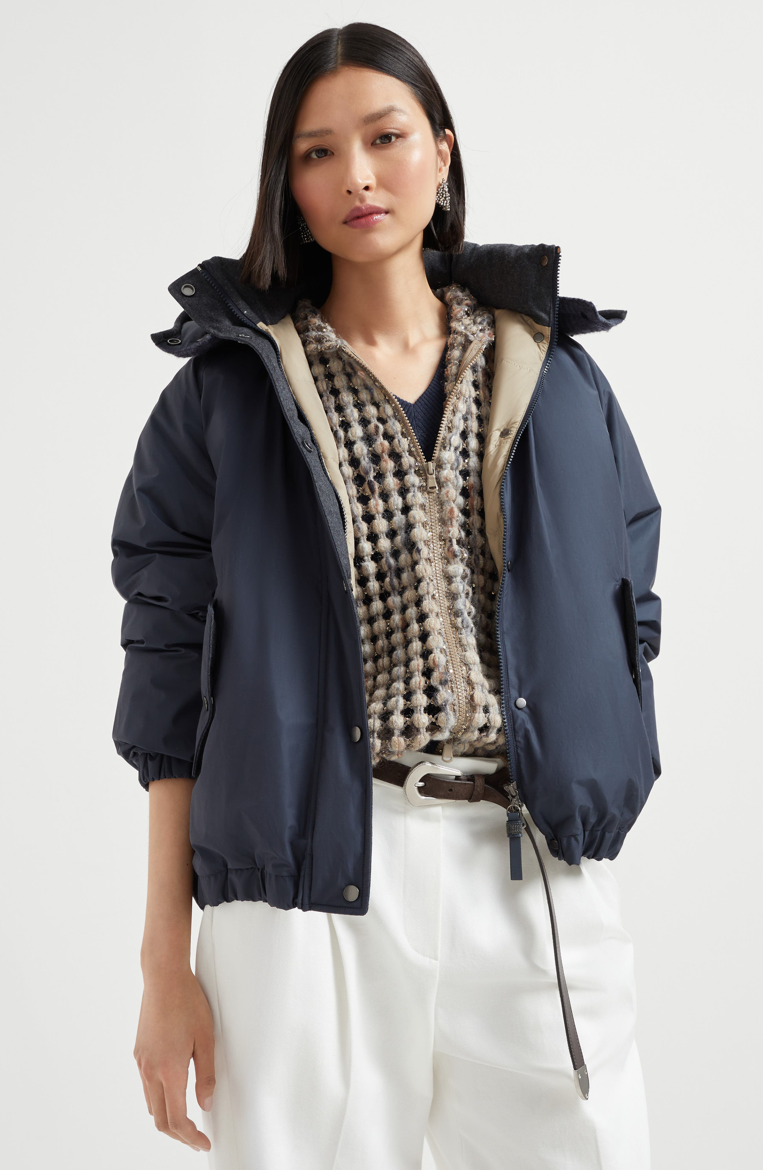 Brunello Cucinelli Water-resistant taffeta down jacket in Blue at Nordstrom - 5