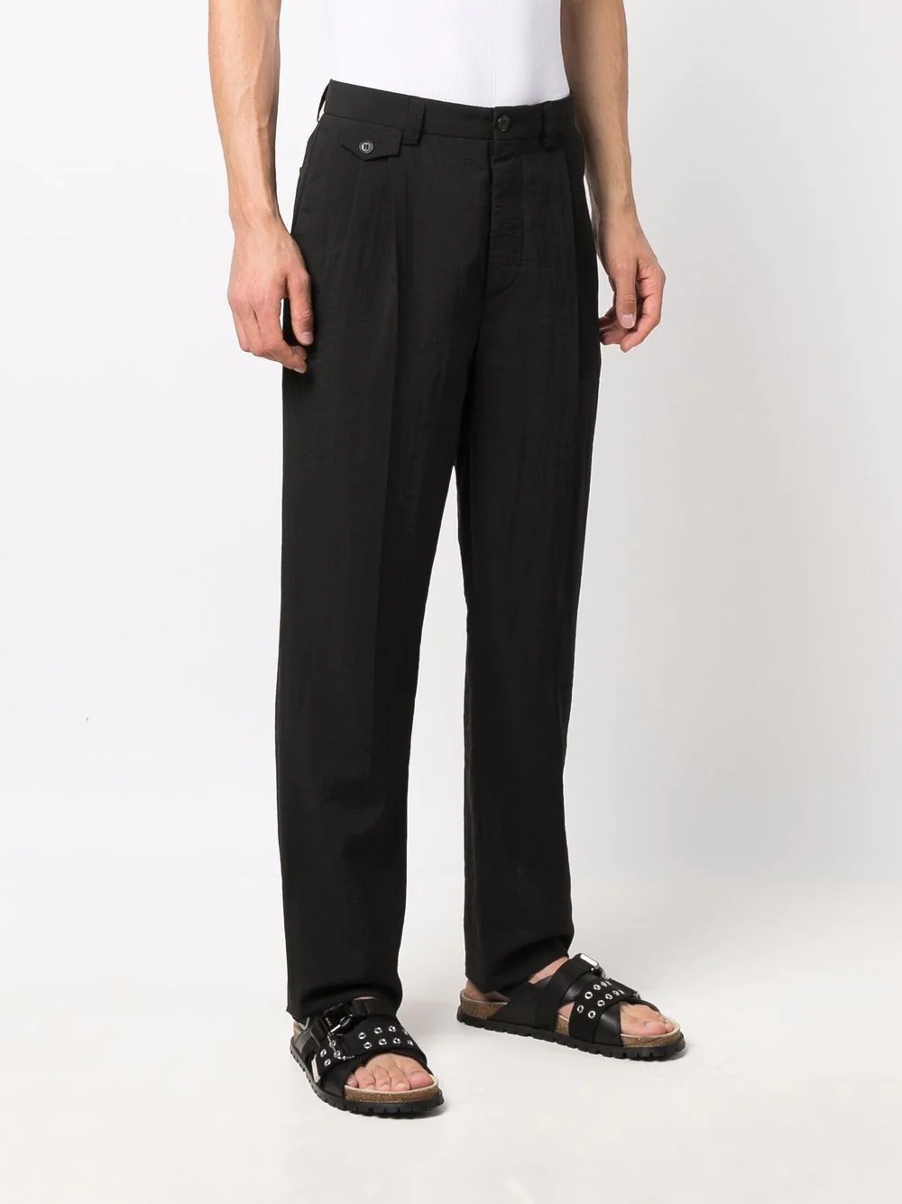 box pleat straight trousers - 3