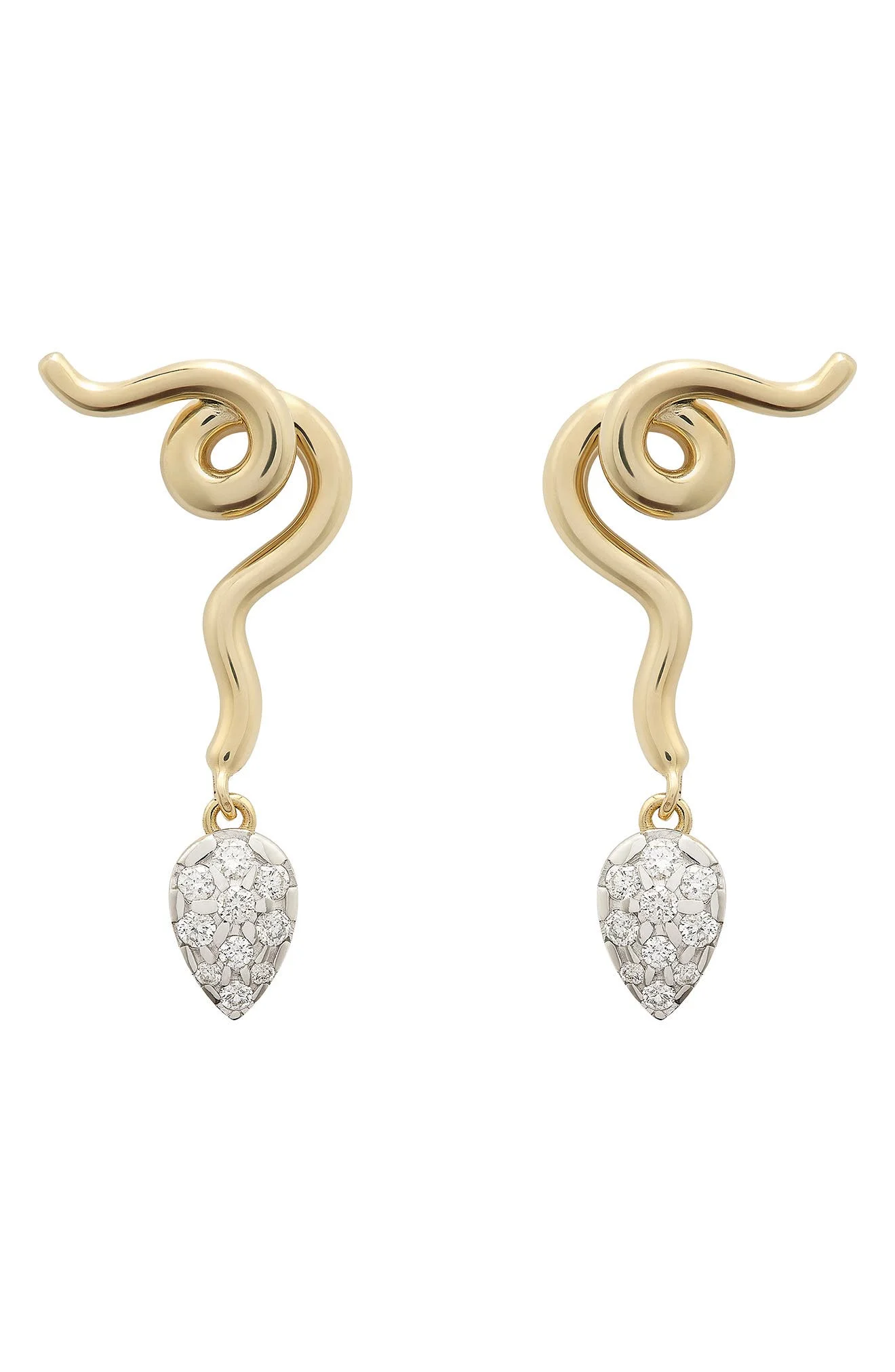 Bea Bongiasca Pavé Diamond Vine Drop Earrings in Gold at Nordstrom - 1