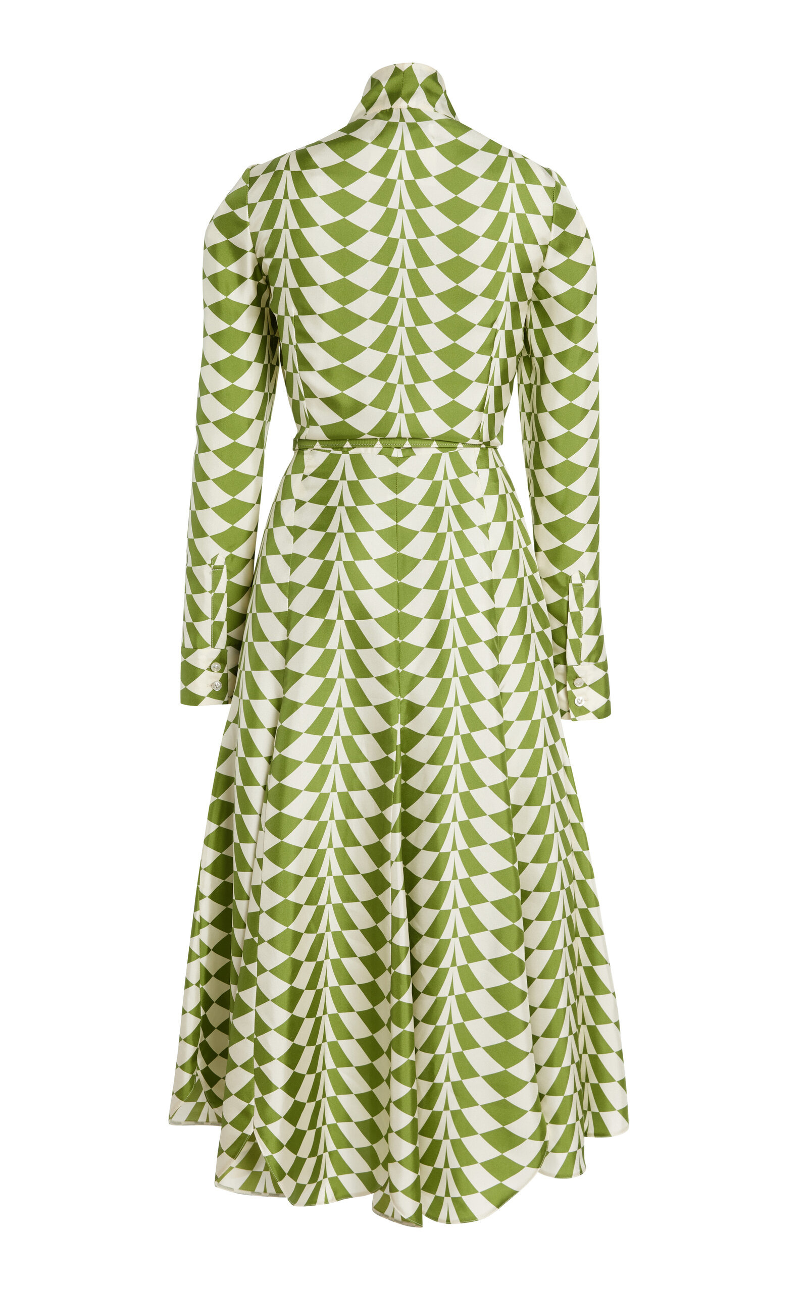 Belted Silk Twill Midi Shirt Dress green - 5