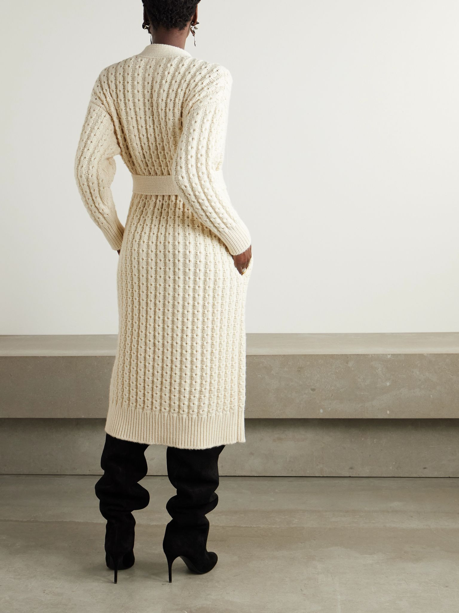 Oversized wool cardigan Ivory - 4