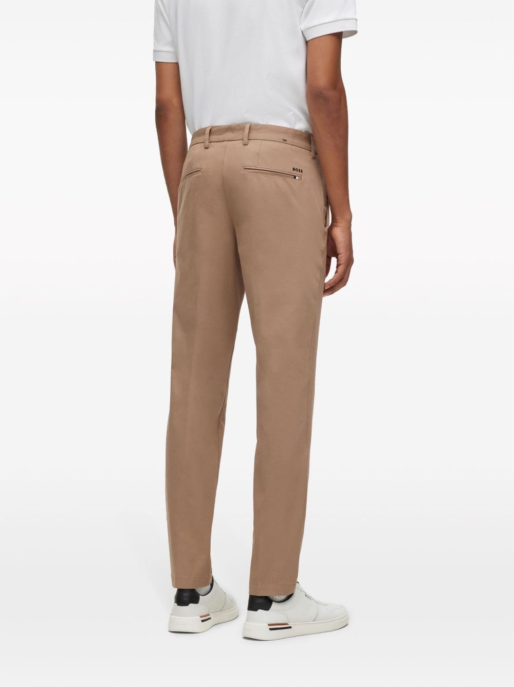 logo-embroidered cotton-blend tapered trousers - 4