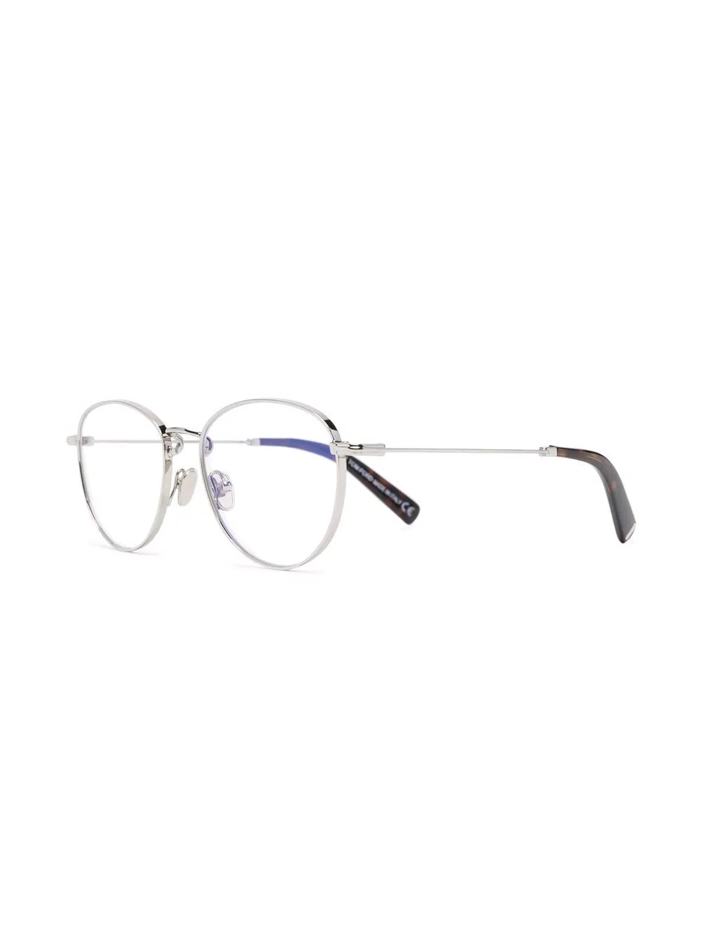 polished-effect round-frame glasses - 2